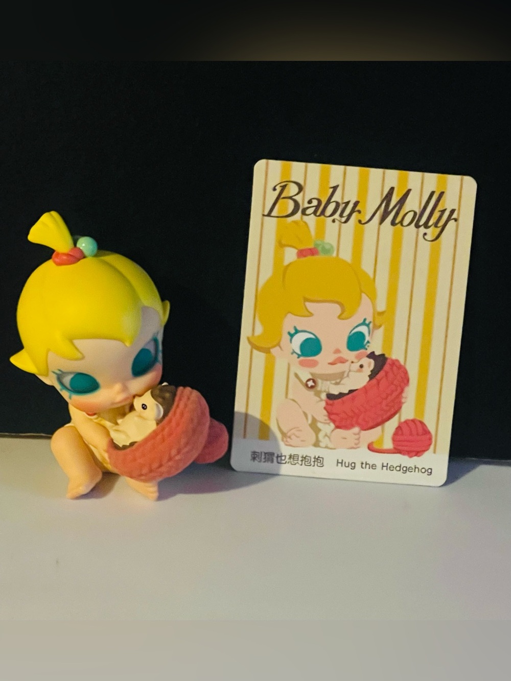 Baby Molly Hug the Hedgehog Yellow Figure with Pink Basket